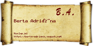 Berta Adriána névjegykártya